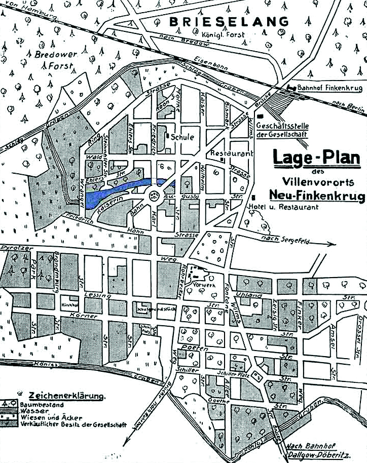 Lageplan Finkenkrug um 1914